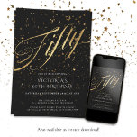 Invitation Black Gold Confetti Cinquante-ème fête d'anniversa<br><div class="desc">Black Gold Confetti 50e Anniversaire Invitation de fête. Voici notre nouveau design éblouissant, où l'élégance moderne rencontre l'allure festive. Avec sa combinaison captivante d'accents de faux feuillages en or rayonnant et de noir élégant, cette invitation prépare le terrain pour une célébration inoubliable. Le design est rehaussé par des détails de...</div>