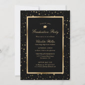 Invitation Black Gold Confetti Photo Graduation Party (Dos)