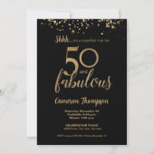 Invitation Black Gold Confetti Surprise 50 et fabuleux (Devant)