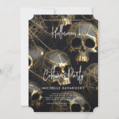 Invitation Black Gold Crâne Adulte Halloween Party moderne (Devant)