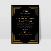 Invitation Black Gold Custom Logo Business Event Dinner Party