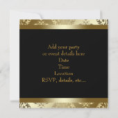 Invitation Black Gold Damask All Occasion Party Modèle (Dos)
