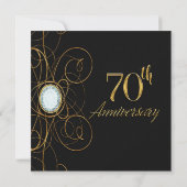 Invitation Black & Gold Diamond Chic 70 70e Anniversaire (Dos)