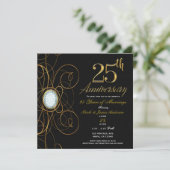 Invitation Black & Gold Diamond Élégant 25 25e anniversaire (Debout devant)