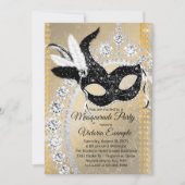 Invitation Black Gold Diamond Masquerade Anniversaire (Devant)