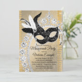 Invitation Black Gold Diamond Masquerade Anniversaire (Debout devant)