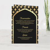 Invitation Black Gold Diamonds Arch QR Code Mariage musulman (Dos)