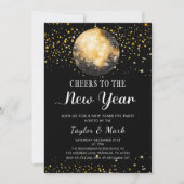Invitation Black Gold Disco Ball à la fête du Nouvel An (Devant)