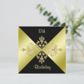 Invitation Black & Gold Elegance 17e anniversaire (Debout devant)
