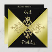 Invitation Black & Gold Elegance 65e anniversaire (Devant / Derrière)
