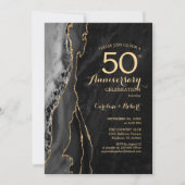 Invitation Black Gold Elegant 50e Anniversaire (Devant)