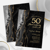 Invitation Black Gold Elegant 50e Anniversaire
