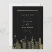 Invitation Black Gold Elegant Las Vegas Skyline Enregistrer l (Devant)