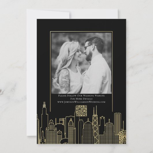 Invitation Black Gold Elegant Las Vegas Skyline Enregistrer l (Dos)