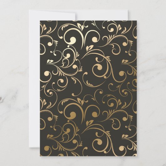 Invitation Black Gold Elegant Mariage moderne (Dos)