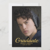 Invitation Black Gold Elegant Photo Graduation Party (Devant)