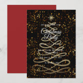 Invitation Black Gold Elegant Simple moderne fête de Noël (Devant / Derrière)