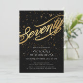 Invitation Black Gold Elegant Soixante-dix 70e anniversaire (Debout devant)