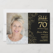 Invitation Black Gold Elegant Surprise Photo 70e anniversaire (Devant)