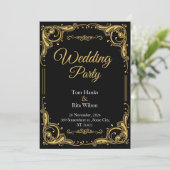 Invitation Black & Gold Elegant Wedding Party (Debout devant)
