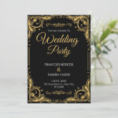 Invitation Black & Gold Elegant Wedding Party (Debout devant)