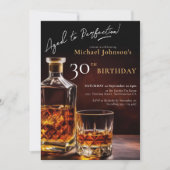 Invitation Black Gold Elegant Whiskey 30e fête d'anniversaire (Devant)
