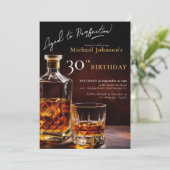 Invitation Black Gold Elegant Whiskey 30e fête d'anniversaire (Debout devant)