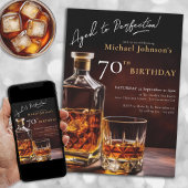 Invitation Black Gold Elegant Whiskey 70e fête d'anniversaire