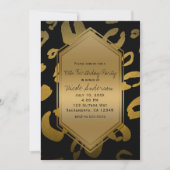 Invitation Black Gold Empreinte de léopard Anniversaire Fête  (Devant)