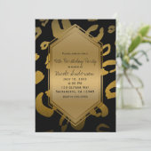 Invitation Black Gold Empreinte de léopard Anniversaire Fête  (Debout devant)