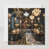 Invitation Black Gold Fabo Art déco Room Ethnic Woman (Devant)