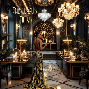 Invitation Black Gold Fabo Art déco Room Ethnic Woman