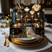 Invitation Black Gold Fabo Art déco Room Ethnic Woman