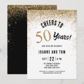 Invitation Black Gold félicite pour les 50 ans de mariage  (Devant / Derrière)