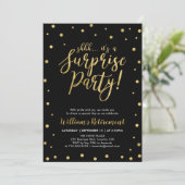 Invitation Black & Gold | Fête de retraite surprise moderne (Debout devant)