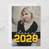 Invitation Black & Gold Filmstrip 5 Diplôme photo (Dos)