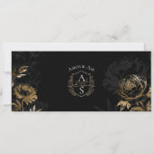 Invitation Black Gold Floral Boarding Plane Ticket Wedding (Dos)