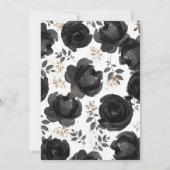 Invitation Black Gold Floral Glam Feuille Mariage (Dos)
