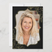 Invitation Black Gold Floral Photo 60e fête d'anniversaire (Dos)