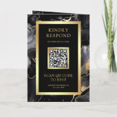 Invitation Black Gold Fluid Enk QR Code Photo Collage Mariage (Dos)