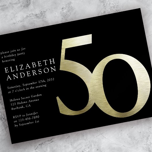 Invitation Black Gold Foil 50e anniversaire