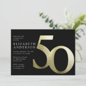 Invitation Black Gold Foil 50e anniversaire (Debout devant)