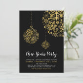 Invitation Black & Gold Foil Moderne Nouvel An Sove Party (Debout devant)