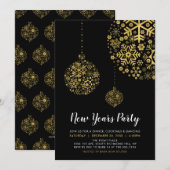 Invitation Black & Gold Foil Moderne Nouvel An Sove Party (Devant / Derrière)
