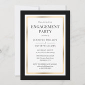 Invitation Black Gold Frame d'engagement (Devant)