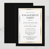 Invitation Black Gold Frame d'engagement (Devant / Derrière)