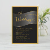 Invitation black gold frame monogram typography wedding (Debout devant)
