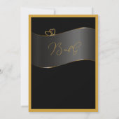 Invitation black gold frame monogram typography wedding (Dos)