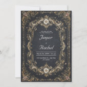 Invitation Black Gold Gem Mariage baroque (Devant)