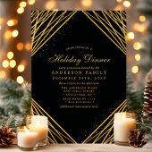 Invitation Black Gold Géométrique Abstrait Lines Dîner de vac